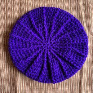 Crocheted Girls Beret (For Ages 6-8) (Purple 2)